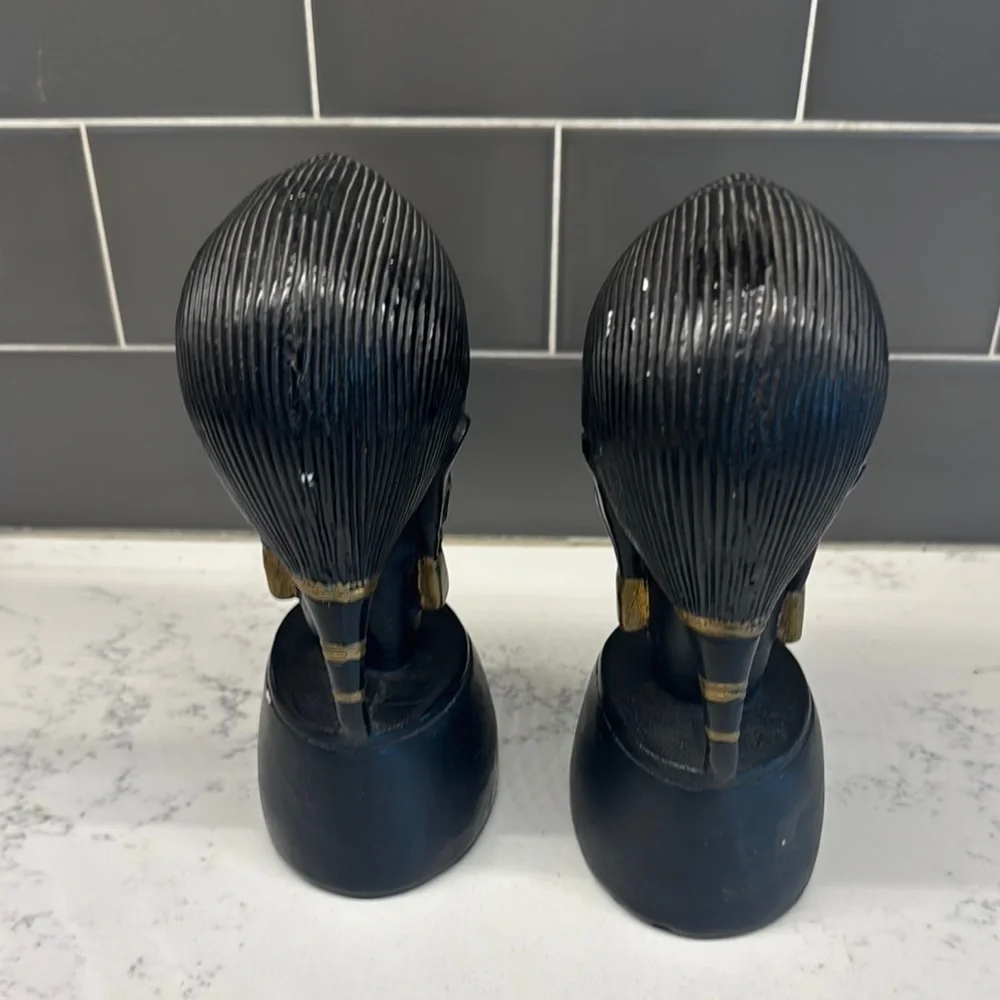 Vintage Ebony and Gold Accent Busts
